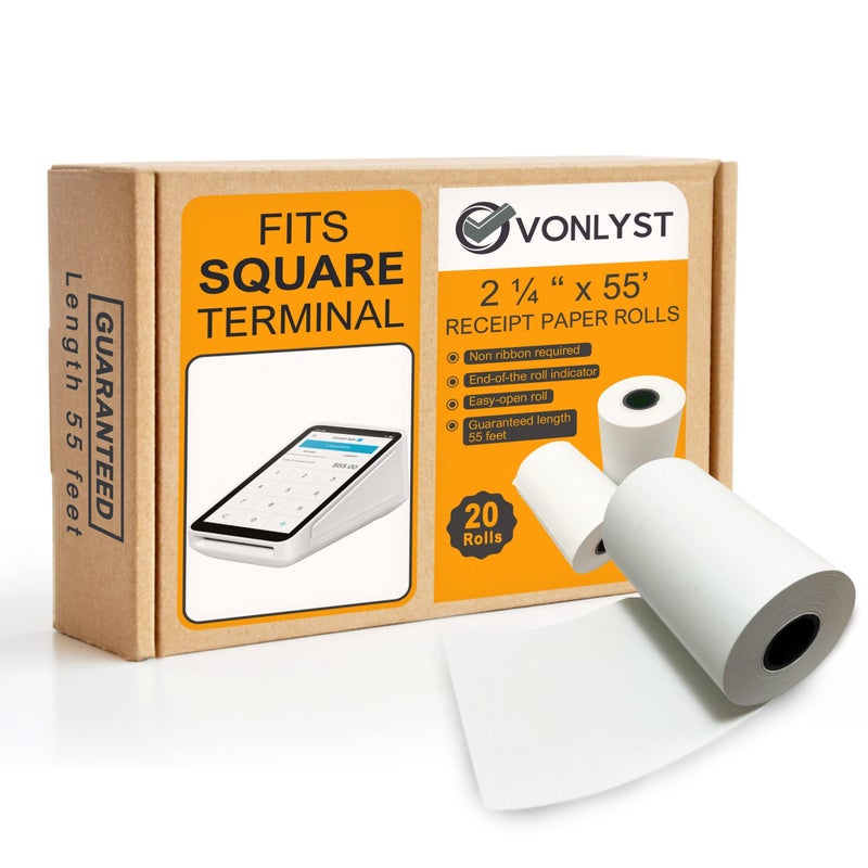 Vonlyst Receipt Paper Roll for Square Terminal Credit Card Machine (20 rolls) - Image 1